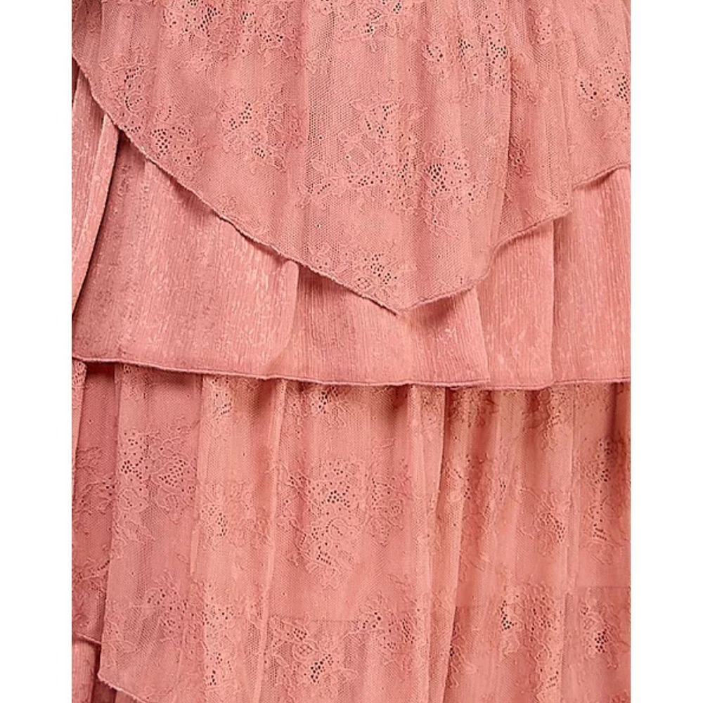 SENI & CADE Juniors Size L Lace Midi Dress Dark Peach Summer Party Tie Front NWT - Picture 3 of 11